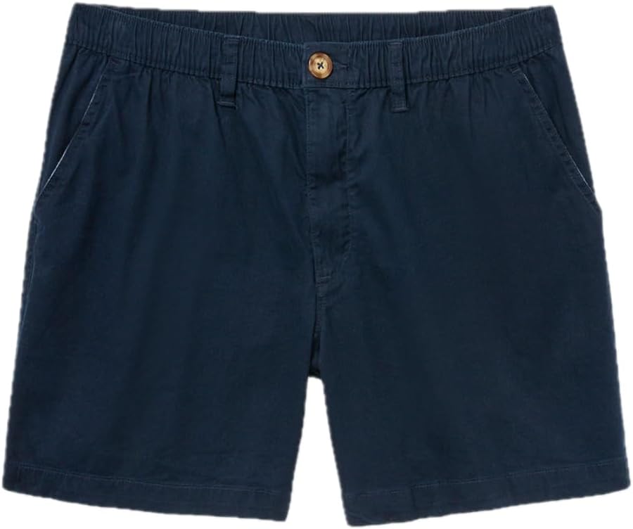 Chino Shorts Men 5.5 Inch Inseam, Mens Shorts with Elastic Waistband, Chambray Pockets, Stretch Polyester & Cotton