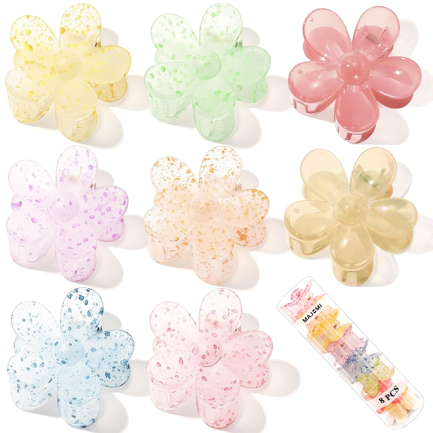 Flower Hair Claw Clips 8PCS Cute Hair Clip Matte Big Claw Clip Strong Hold Jaw Daisy Clip Barrettes Large Hair Clamps Thin Thick Hair for Women Girls Gifts 8 Colors