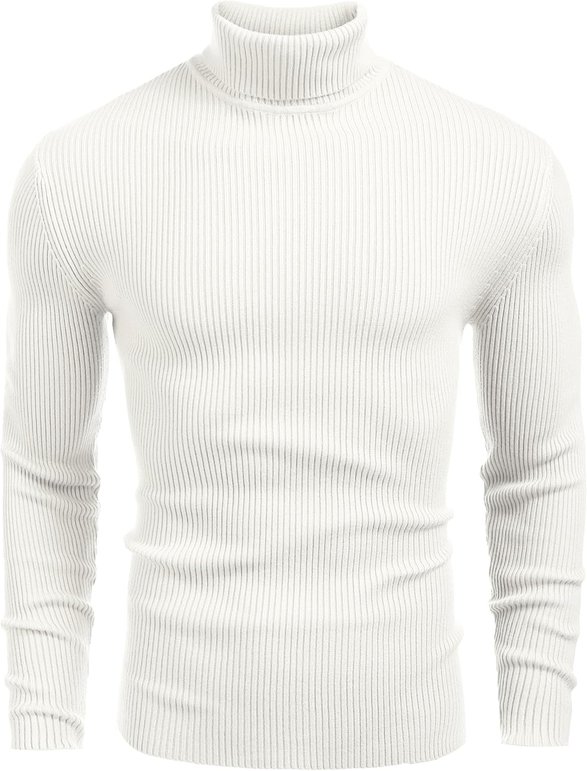 Mens Ribbed Slim Fit Knitted Pullover Casual Turtleneck Sweater