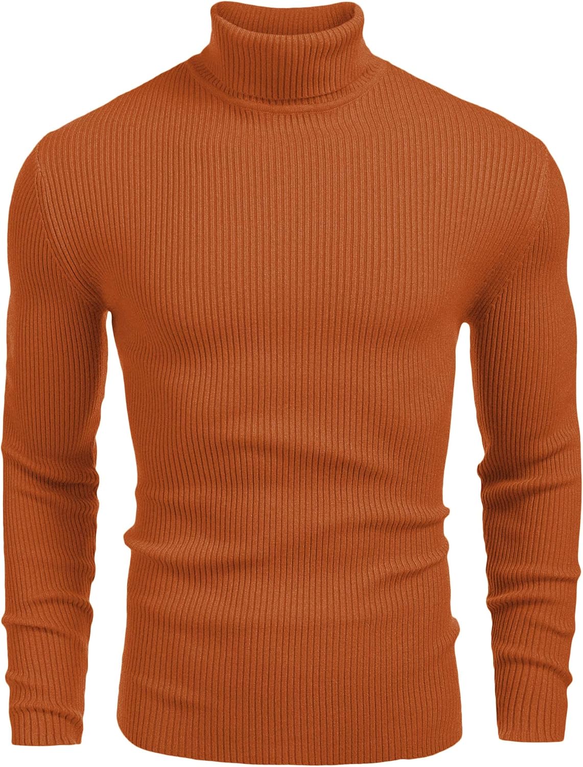 Mens Ribbed Slim Fit Knitted Pullover Casual Turtleneck Sweater