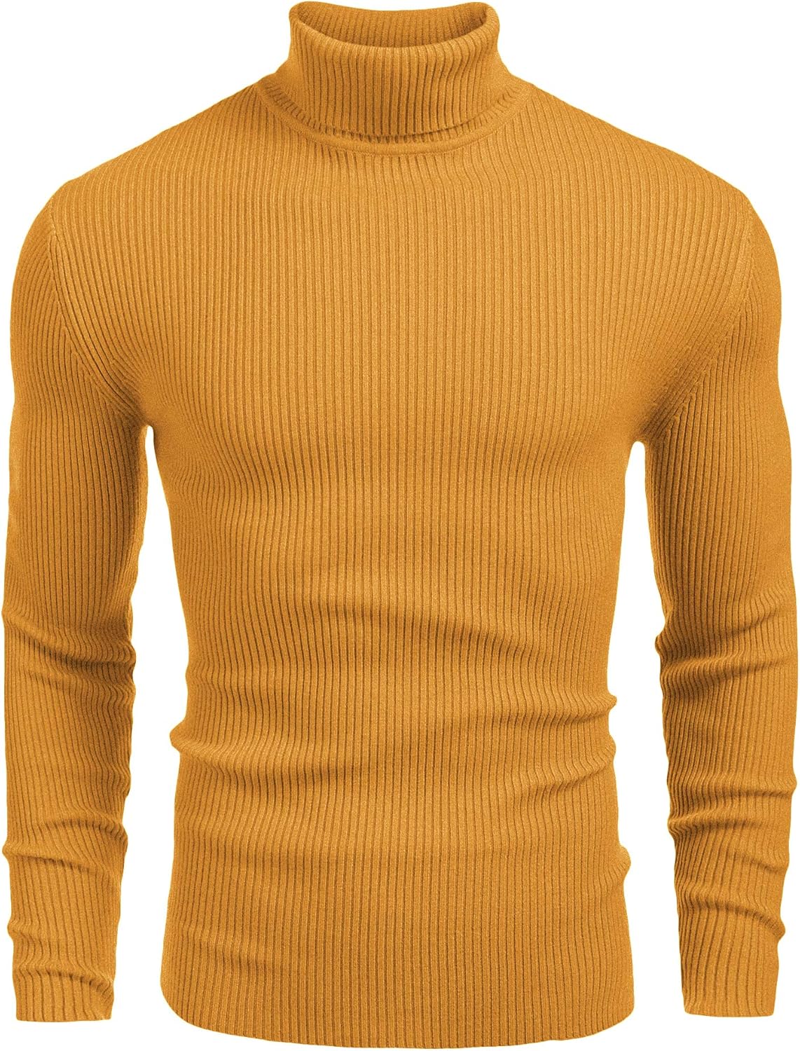 Mens Ribbed Slim Fit Knitted Pullover Casual Turtleneck Sweater