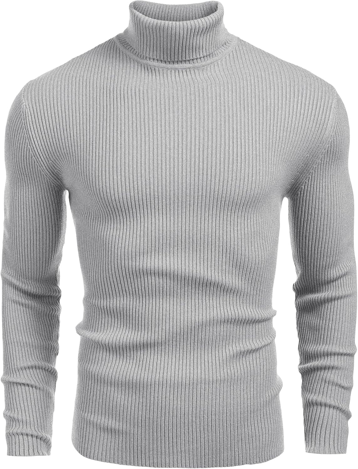 Mens Ribbed Slim Fit Knitted Pullover Casual Turtleneck Sweater